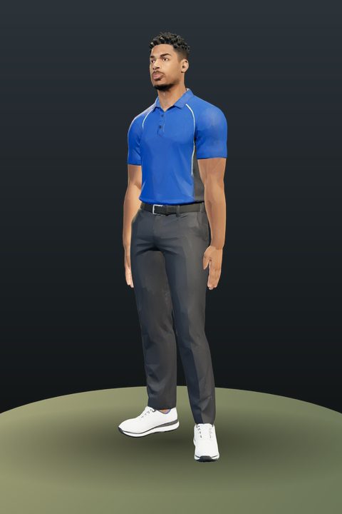 Skyline Shotmaker: cobalt polo, charcoal trousers